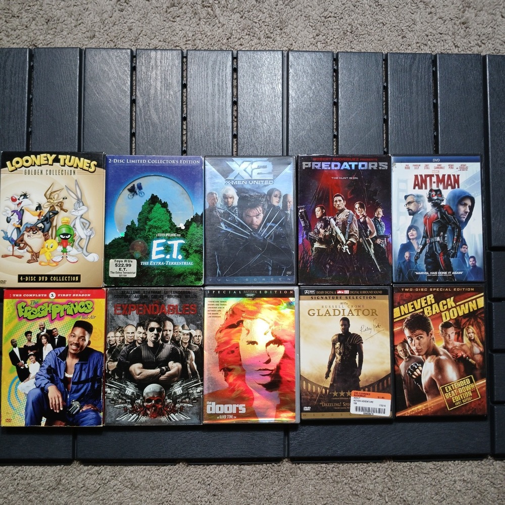 DVD Huge Bundle Lot‎ (10) Shows and Movies- Gladiator ET Fresh Prince Antman VG1